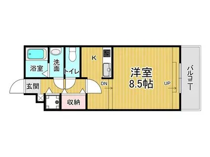 ホワイトハイムKAGAMIISHI(1K/2階)の間取り写真