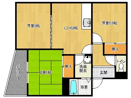 カーサOBATA(3LDK/1階)の間取り写真
