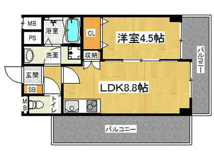 プリシード桃山御陵レジデンス(1LDK/4階)の間取り写真
