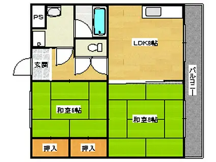 弥生マンション(2DK/2階)の間取り写真