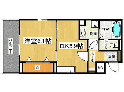 メゾン・ド・励歩 Ⅱ(1DK/1階)の間取り写真