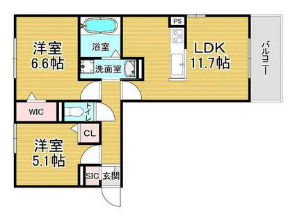 BONHEUR(2LDK/1階)の間取り写真