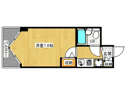 デトム・ワン三条通(1K/2階)の間取り写真