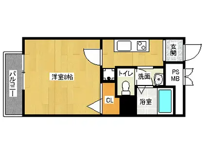 ウィン京田辺Ⅱ(1K/3階)の間取り写真