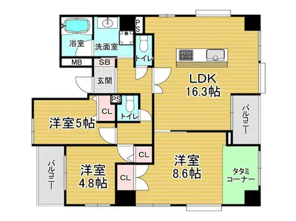 プリオーレ京都三条高倉(3LDK/3階)の間取り写真