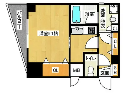 グラマシー京都(1K/8階)の間取り写真