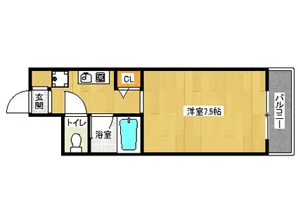 京都府京都市中京区 5階建 築29年(1K/3階)の間取り写真