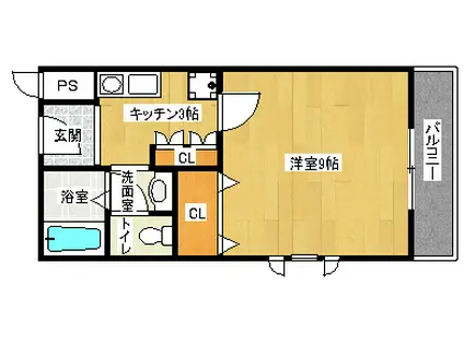 メディナ烏丸(1K/3階)の間取り写真