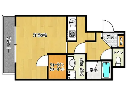 ハーモニアス西大路(1K/10階)の間取り写真