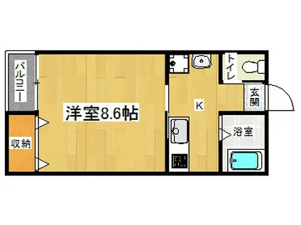 京OHBUⅣ(1K/1階)の間取り写真