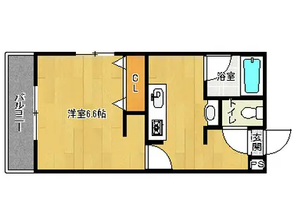ルミエール上野(1K/4階)の間取り写真