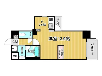 レジディア御所東(1K/7階)の間取り写真