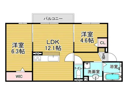 アニエス(2LDK/2階)の間取り写真