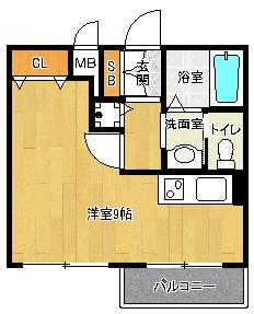 CASAGRAN洛西(1K/5階)の間取り写真
