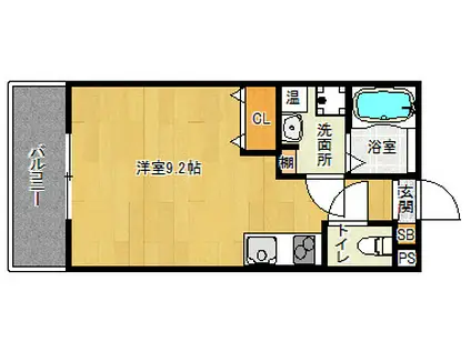 パークス京都東(1K/2階)の間取り写真