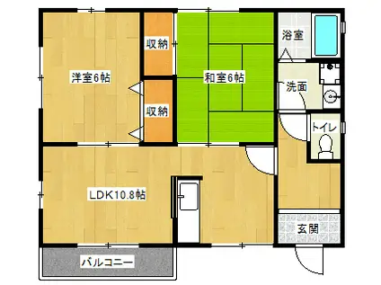 イーズコート桂Ⅱ(2LDK/1階)の間取り写真