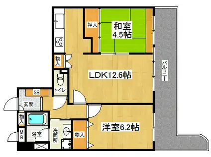 ライオンズマンション山科小野(2LDK/6階)の間取り写真