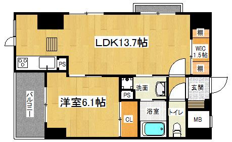 SAWARABI PARK HOUSE(1LDK/10階)の間取り写真