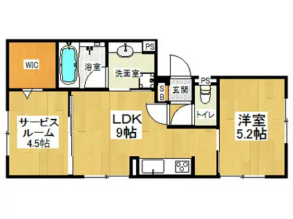 セジュール西賀茂(1LDK/1階)の間取り写真