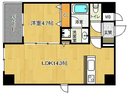 増田屋ビル(1LDK/2階)の間取り写真