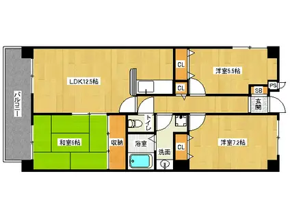 フレックス戸ノ内(3LDK/2階)の間取り写真