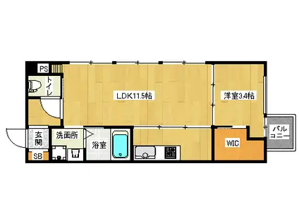 プラネシア東山三条(1LDK/2階)の間取り写真