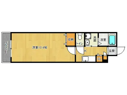 スプリング早稲ノ内Ⅱ(1K/2階)の間取り写真