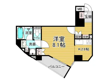 リーガル京都堀川五条通Ⅱ(1K/6階)の間取り写真