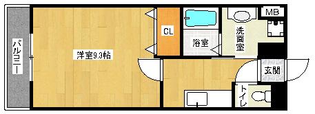 クルミナーレⅠ(1K/1階)の間取り写真