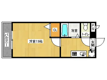 フェイム西ノ京(1K/3階)の間取り写真