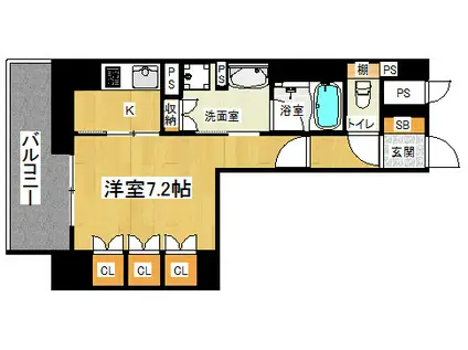 リーガル京都堀川中立売(1K/6階)の間取り写真
