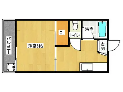 京都府京都市北区 2階建 築41年(1K/1階)の間取り写真