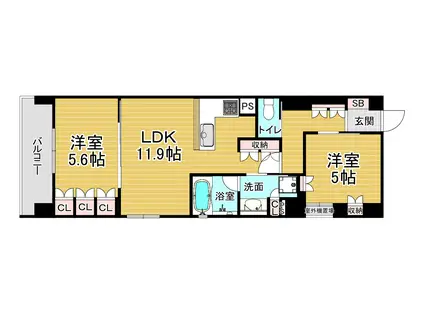 リーガル京都堀川中立売Ⅱ(1SLDK/7階)の間取り写真