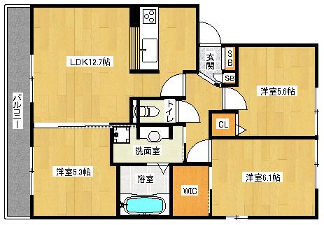 リバーフロント鴨川(3LDK/1階)の間取り写真