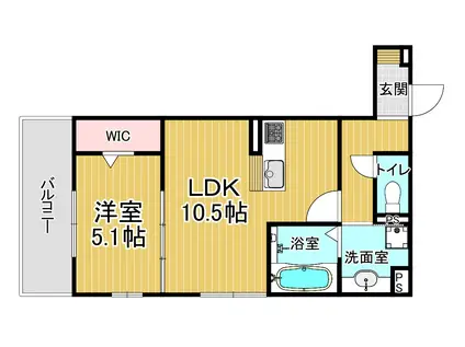京都府京都市南区 3階建 新築(1LDK/1階)の間取り写真