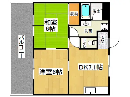 上阿達谷口マンション(2DK/1階)の間取り写真
