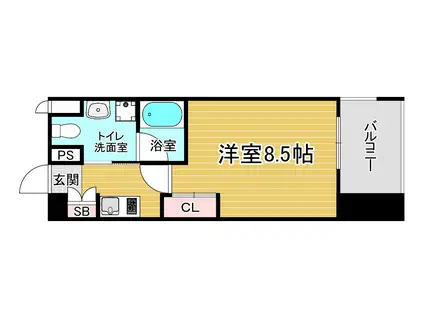 レジディア洛北(1K/3階)の間取り写真