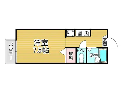 サニーハイツ中川C棟(1K/1階)の間取り写真