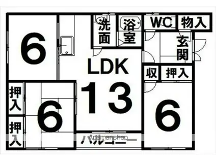 マインハイツ１２８(3LDK/2階)の間取り写真