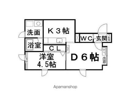 勝山ビューハイツ(2LDK/4階)の間取り写真