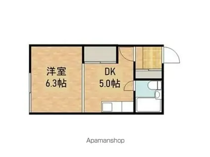 千歳線 島松駅 徒歩3分 3階建 新築(1LDK/3階)の間取り写真