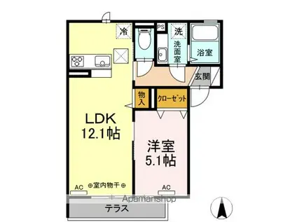 GRANCOURT千里丘(1SLDK/2階)の間取り写真