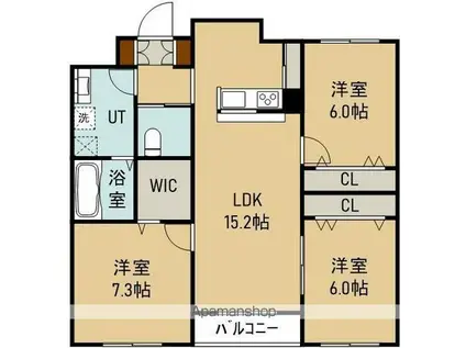 コート双ヶ丘(1K/2階)の間取り写真