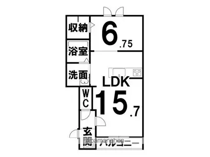 メゾン・グレース E棟(2LDK/1階)の間取り写真
