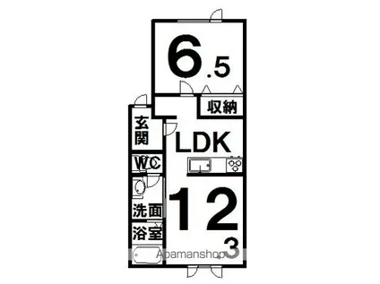 京都市烏丸線 北大路駅 徒歩22分 4階建 築47年(1K/3階)の間取り写真