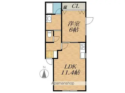 山陰本線 円町駅 徒歩10分 7階建 築39年(1LDK/5階)の間取り写真