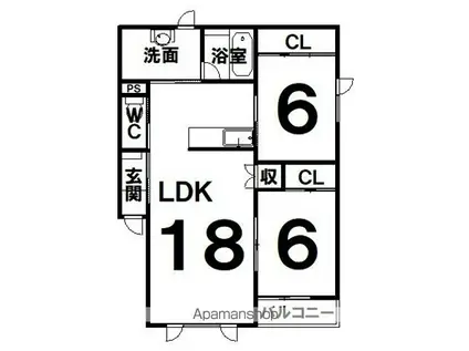 京都市烏丸線 北大路駅 徒歩7分 4階建 築44年(1DK/2階)の間取り写真