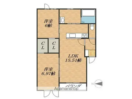 京都市烏丸線 四条駅(京都市営) 徒歩4分 10階建 築23年(1DK/3階)の間取り写真