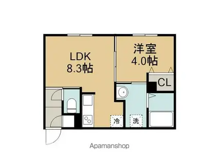 サンライズ布橋II(1LDK/1階)の間取り写真