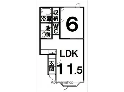 関西本線 平城山駅 徒歩27分 2階建 築17年(1K/2階)の間取り写真